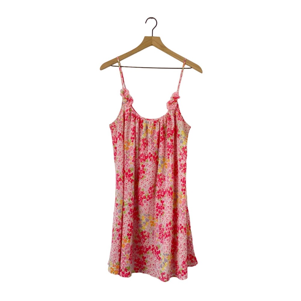 Oscar de la renta pink floral mini slip dress large